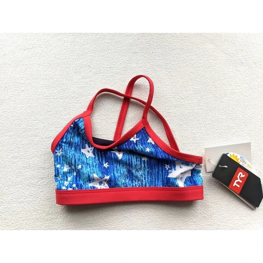 TYR‎ Kids Two Piece Swimsuit Size Small 6X Twinkle USA Patriotic UPF 50+ NEW